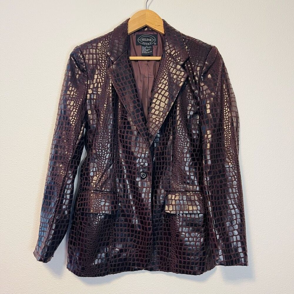 Vintage Selene Sport Animal Print Brown Jacket Size Medium